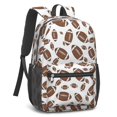 thumbnail image 2 of Football Icon White Pattern 17" Waterproof Oxford School Backpacks for Teens, S-Shape Padded Straps, for School, Travel, Hiking, Camping, 2 of 5