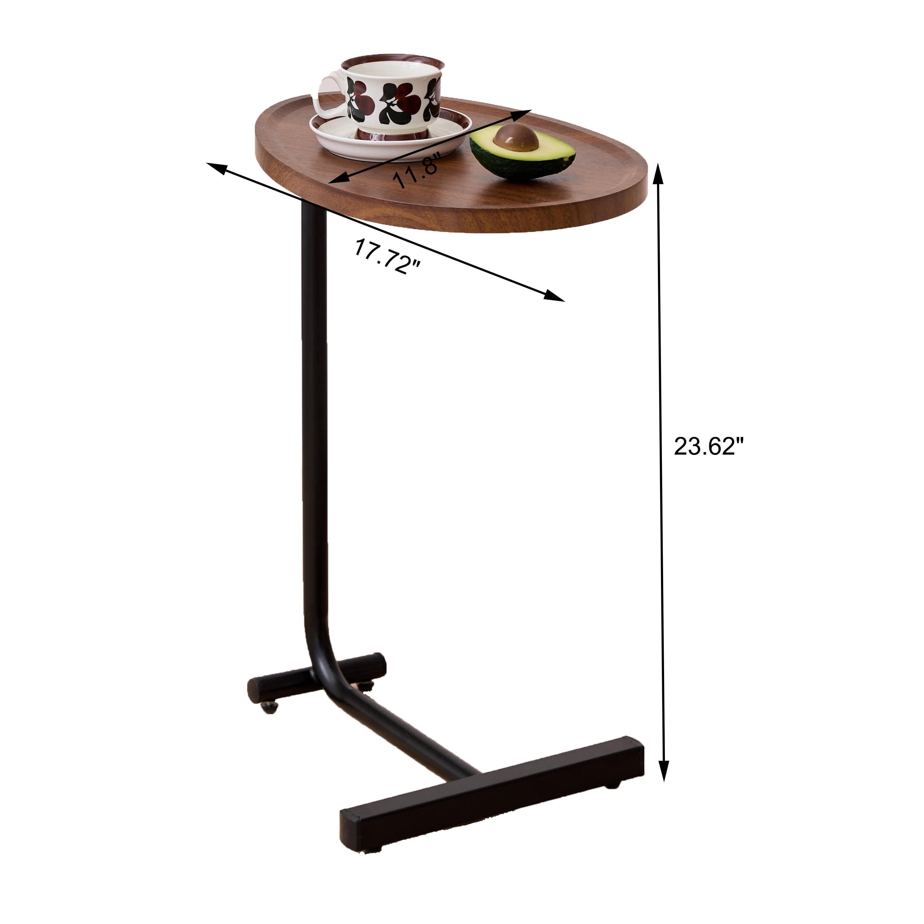 MAYEERTY 2-pieces Brown C-shaped Side Table, Small Sofa Table for Small Spaces, Living Room, Bedroom