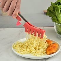 Silicone Food Tongs with Stand | Heat-Resistant Pasta & BBQ Tongs | Non-Slip Grip | 4 Colors (Red, Pink, Green, Gray) | 12.9" Kitchen & Baking Tool