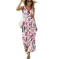 thumbnail image 2 of Pretty Lipstick Lip Prints Lipsticks Pattern Womens Night Club Maxi Dress V Neck Sleeveless Bohemia Long Dresses, 2 of 9
