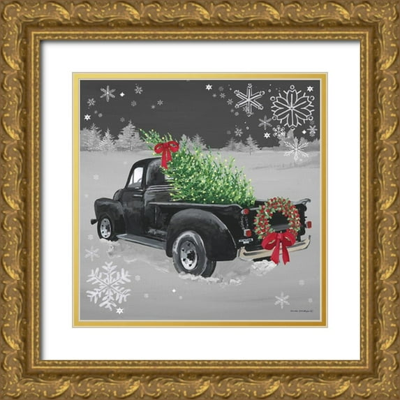 Phillips, Anita 20x20 Gold Ornate Wood Framed with Double Matting Museum Art Print Titled - Black Truck on Black
