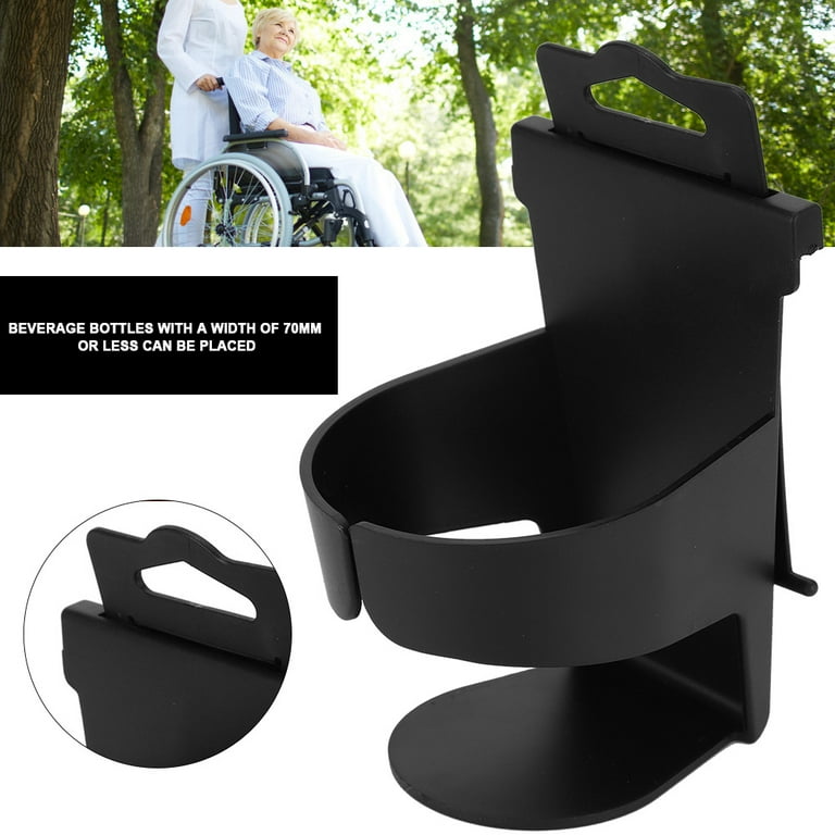 The Universal Drink Holder will hold every kind of wine glass, coffee cup,  cans and bottles. The drink holder is compatible with many various  wheelchairs, power chairs, electric wheelchairs, mobility scooters, and