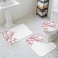 thumbnail image 3 of Pink Cherry Blossom Bathroom Rugs Set Watercolor Spring Red Pink Sukara Flower Brown Branch Non Slip Absorbent Bath Mats 3 Piece Set, U-Shaped Floor Mat, Toilet Seat Cover Large Size, 3 of 9