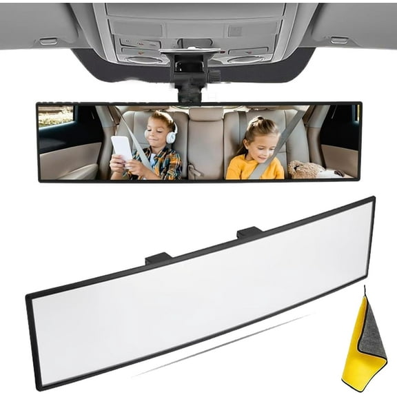 Universal 11.81 Inch Panoramic Convex Mirror, Universal 11.81 Inch Panoramic convex Real View Mirror, panoramic Convex Mirrors, Wide Angle Rear Viewmirror for Cars, SUV, Trucks (11.81in)