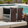 thumbnail image 4 of Brown Black Outdoor Waterproof Pillow Covers, Modern Abstract Art Farmhouse Striped Decorative Square Throw Pillowcase Sofa Cushion Sham for Patio/Couch/Chair, 18"x18" 2 Pack, 4 of 8