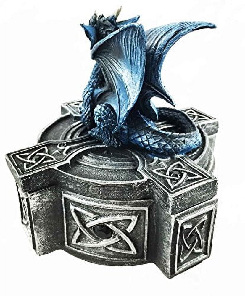 Ebros Celtic Cross Bifrost Altar Drake Dragon Jewelry Box Sculpture Trinket Box