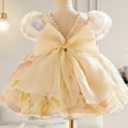 thumbnail image 2 of Mercatoo 𝐍ewborn Baby Girl Puff Sleeve Bowknot Dress Princess Toddler Tutu Flower Girl Holiday P𝐚rty Dresses, 2 of 5