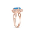 thumbnail image 5 of AFFY Simulated Blue Opal & White Cubic Zirconia Halo Twisted Band Fashion Ring For Womens 14k Rose Gold Plated Ring Size- 9, 5 of 7