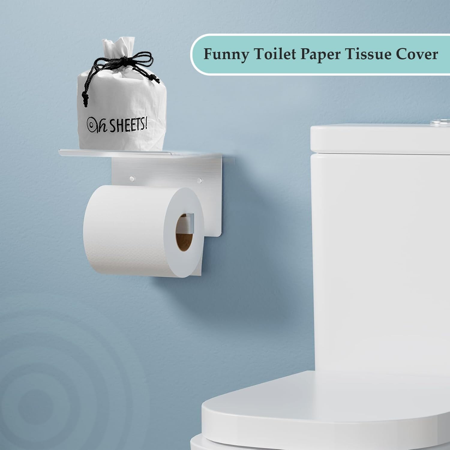 Born Uncommon Toilet Paper Roll Cover - 9" x 5.5" Reusable Cotton Toilet Paper Cover with Drawstring Closure – Decorative Bathrooms Tissue Roll Storage Bag