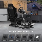 Marada Racing Simulator Cockpit with Black Seat Adjustable Fit Logitech G25 G27 G29 G920