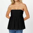 thumbnail image 4 of Vmvidoty Women's Tube Tops Ruffle Hem Sleeveless Peplum Bandeau Strappy Cami Tank Top Black L, 4 of 7