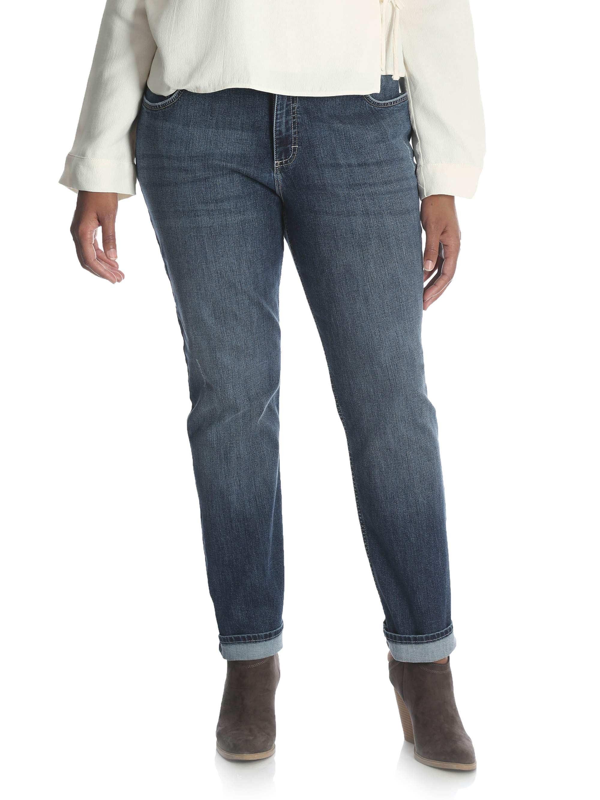 Women's Plus Size Midrise Slim Straight Jean - Walmart.com