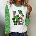 thumbnail image 3 of Charella Long Sleeve Shirts for Women St Patricks Day Shirt Crewneck T-shirts 2024 Trendy Bling Bling Tops,Green,M, 3 of 4