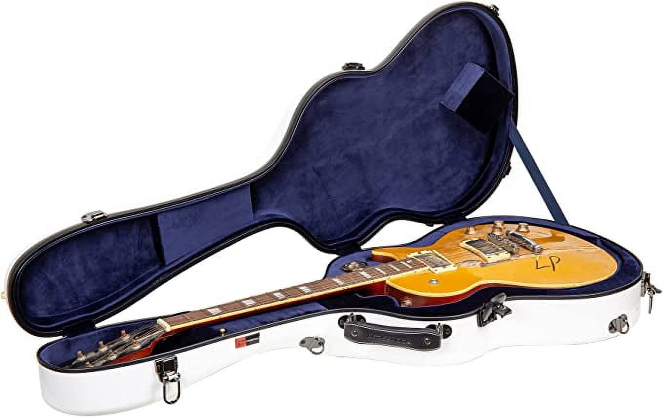 Crossrock Hard Shell Fiberglass Case for Les Paul Guitar with Backpack Straps in White