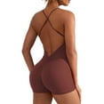 thumbnail image 1 of Women Backless Tummy Control Jumpsuits High Waist Workout Jumpsuits Sleeveless V Back Scrunch Yoga Rompers, 1 of 8