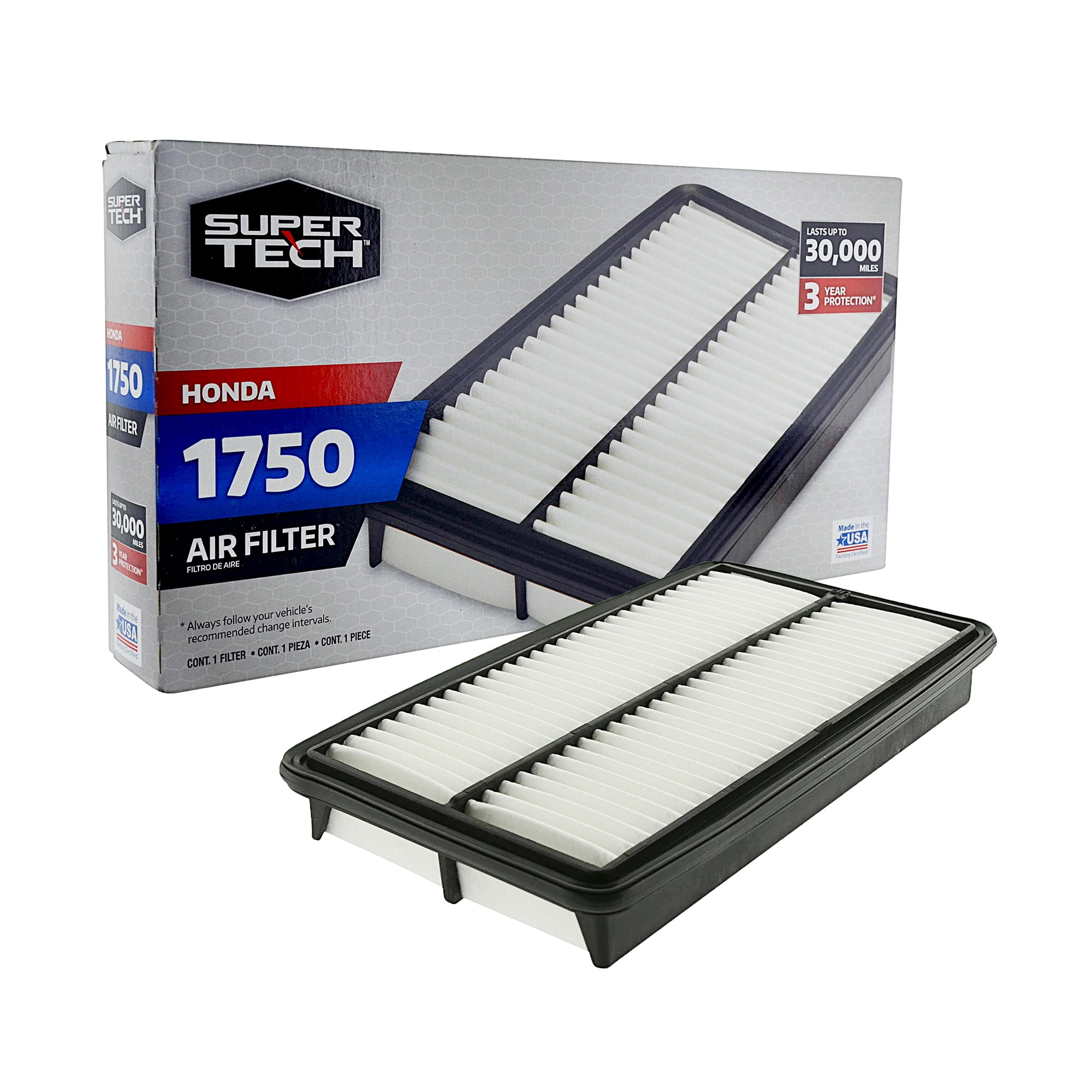 Super Tech 1750 Engine Air Filter, Replacement Filter for Acura and Honda
