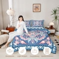 thumbnail image 3 of jejeloiu Boho Mandala Queen Comforter Set For Men Women,Geometric Pattern Comforter Sets Queen,Blue Pink White,Reversible,3-Piece,1 Comforter and 2 Pillowcases, 3 of 7