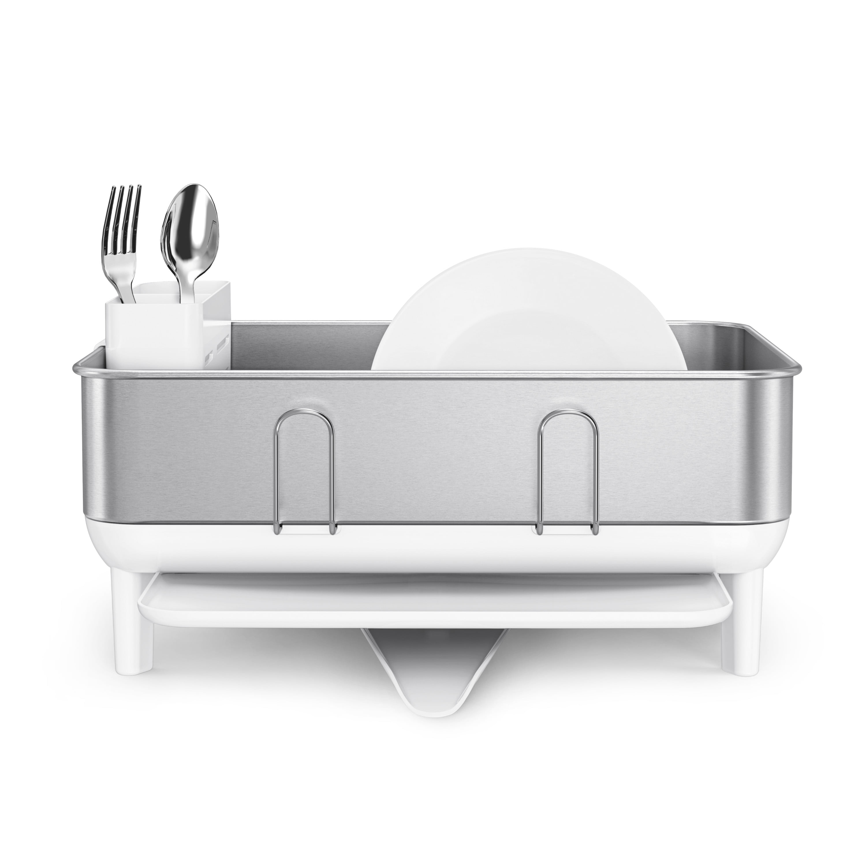 simplehuman - clean and calm never goes out of style ✨ all-white kitchens  help set the tone for a peaceful evening, and our white steel frame  dishrack fits in perfectly! plus it