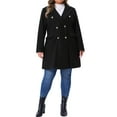 thumbnail image 3 of Agnes Orinda Women's  Plus?Size?Coat Long?Sleeve?Lapel Collar Double Breasted Elegant Pea Coat 4X Black, 3 of 7