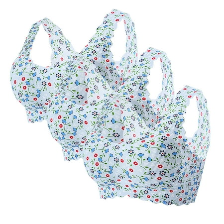 

Noarlalf tube tops for women 3PC Women s Plus-Size Print Unblemished With Ice Silk Floral Bra Underwear bras for women