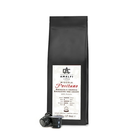 Amalfi Coffee Fine Italian Espresso Capsules, 100 Coffee Pods Pack, Single Cup Coffee Capsule, Nespresso Original Compatible Capsules (Positano Coffee Capsules)