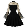 thumbnail image 3 of Njagoc3 Womens Long Sleeve High - Neck Gothic Mini Dress, Punk Style Party Gown, Edgy Club & Event Wear, 3 of 5