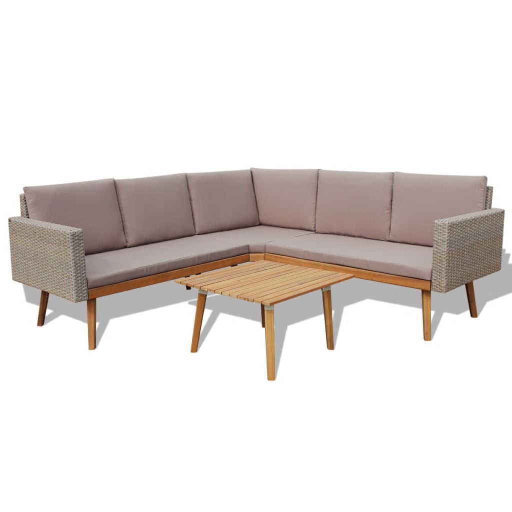 Kepooman Outdoor Patio Rattan Dining Sectional Sofa Set with Table, Grey Kepooman Outdoor Patio Rattan Dining Sectional Sofa Set with Table, Grey