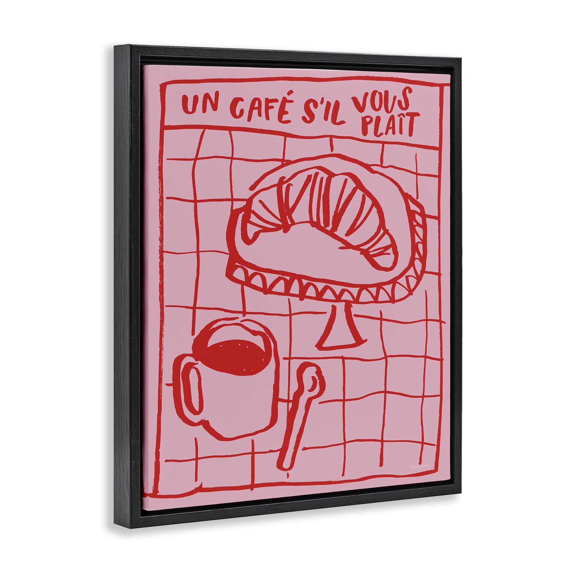 Stupell Industries Cafe Brunch Doodles Black Framed Floater Canvas Wall Art, design by Jenaya Jackson