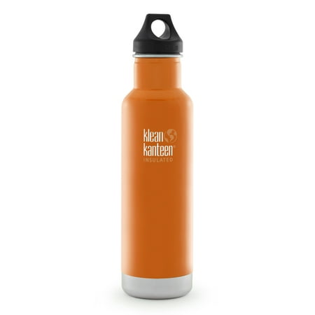 Klean Kanteen Stainless Steel 20oz Classic Vacuum Insulated Water Bottle in Canyon Orange with Black Loop