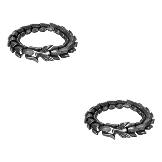 Thinsony Distinctive Gothic Punk Dragon Scale Bangle 48 inches Cool and Contemporary Black 7.48 Inch 2Set
