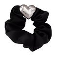 thumbnail image 1 of Visland Simple Smooth Satin Fabric Hair Ring Retro Large Hair Tie Heart Decor Pleated Cream Color Hair Rope Hair Accessories, 1 of 7