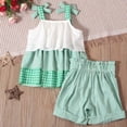 thumbnail image 4 of 12-18 Month Girl Clothes Sets Girl Baby Summer St. Patrick's Day Strap Doll Top Stripe Print Tops and Shorts Two Piece Set（6 Month-3 Years）, 4 of 8