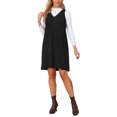 thumbnail image 4 of INSPIRE CHIC Women's Corduroy Overall Dress 2026 V Neck Sleeveless A Line Casual Pinafore Dresses with Pockets S Black, 4 of 6