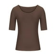 thumbnail image 4 of ShomPort Half Sleeve T-Shirt for Women Casual Round Neck Solid Color Top Stretchy Soft Slim Tees, 4 of 6