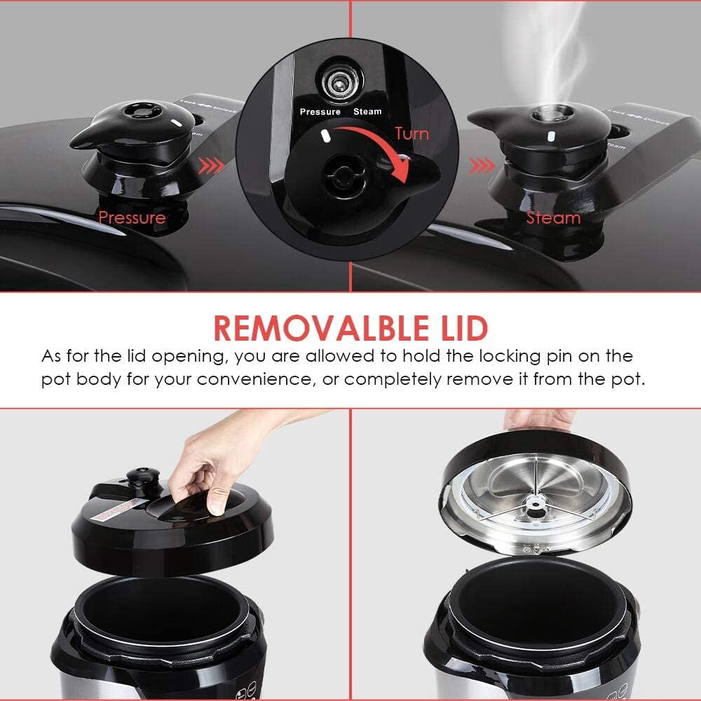 3 Quart Electric Pressure Cooker 8-in-1 Multi-Use Programmable  with Slow Cook Rice Steamer Sauté Warmer for Home Kitchen