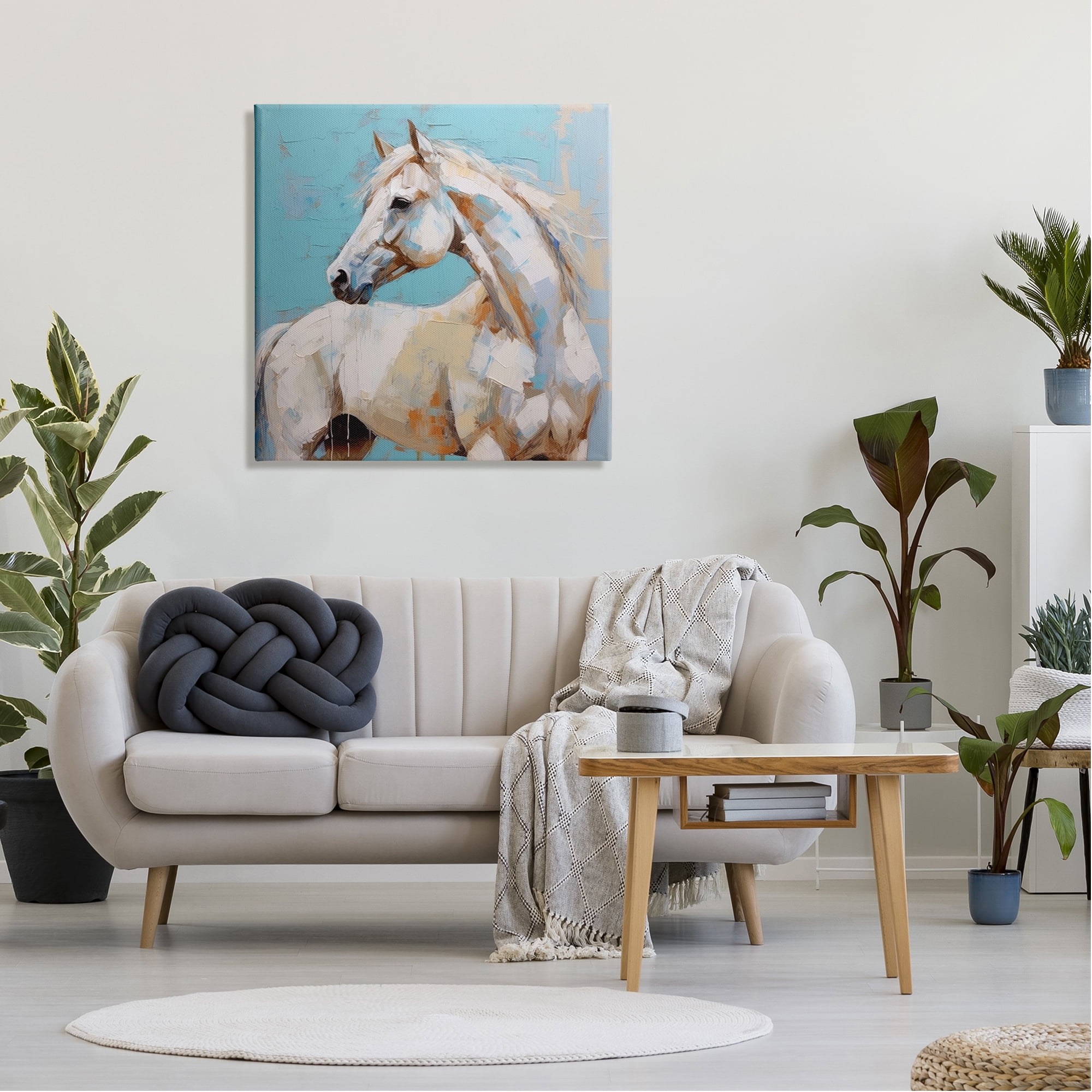 Stupell Industries Modern Horse on Blue Animals & Insects Painting Gallery Wrapped Canvas Art Print Wall Art, 30 x 30