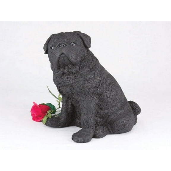 Pug Black Cremation Pet Urn for a Dog Memorial in remembrance of your beloved family pet.