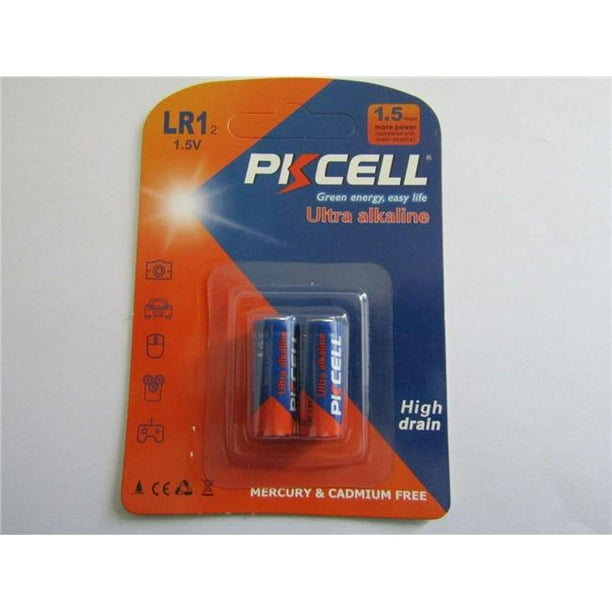 Pkcell LR12B 1.5V Alkaline N Size Battery, Pack of 2