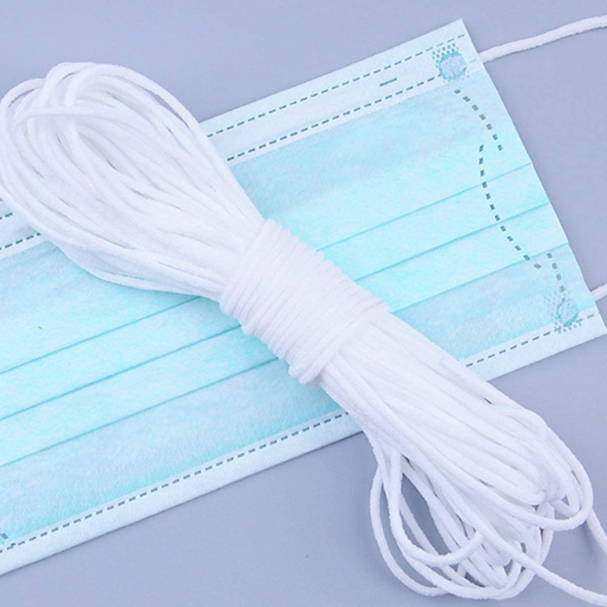 DJDZ 100 Yards 1/8 inch White Elastic Cord/Elastic Band/Elastic Rope/Elastic Strap/Bungee/Heavy Stretchy Ear Tie Rope Handmade String for Sewing 