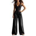 thumbnail image 4 of Women's Casual Loose Fit Sleeveless Denim Jumpsuit Wide Leg Overalls with Pockets Stretchy Comfortable One Piece Romper All Season Wear, 4 of 7