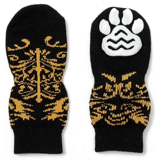 Calcetines antideslizantes para perros y gatos: protege las patas de las mascotas y los pisos interiores, con almohadillas de goma, adecuados para perros y gatos pequeños o grandes (negro) BRI Rojo Verde