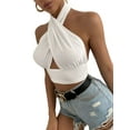 thumbnail image 2 of Baby Sweetie Women Summer Tank Tops, Cross Halter Neck Backless Close-Fitting Crop Tops for Street Party, 2 of 7
