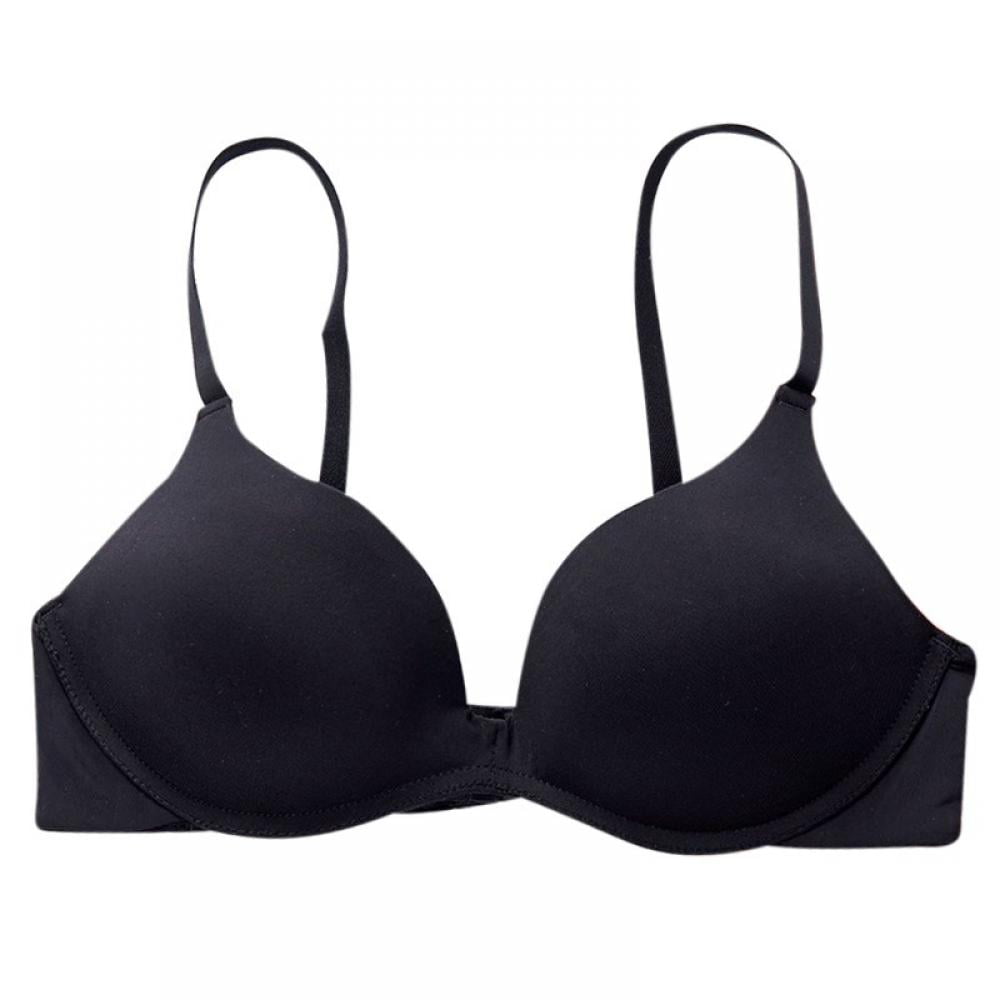 BAWHOWX Bras For Women Simple gathering bra student adjustable breathable  cotton bra underwear solid color no steel ring development period bra (Size  : 32 70, Color : Black) : Buy Online at