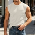 thumbnail image 6 of USNSM Tank Tops Men Waffle Sleeveless Shirt Casual Summer Relaxed Fit Active Tank Top with Pocket Muscle Athletic Beach Shirts Beige L, 6 of 9