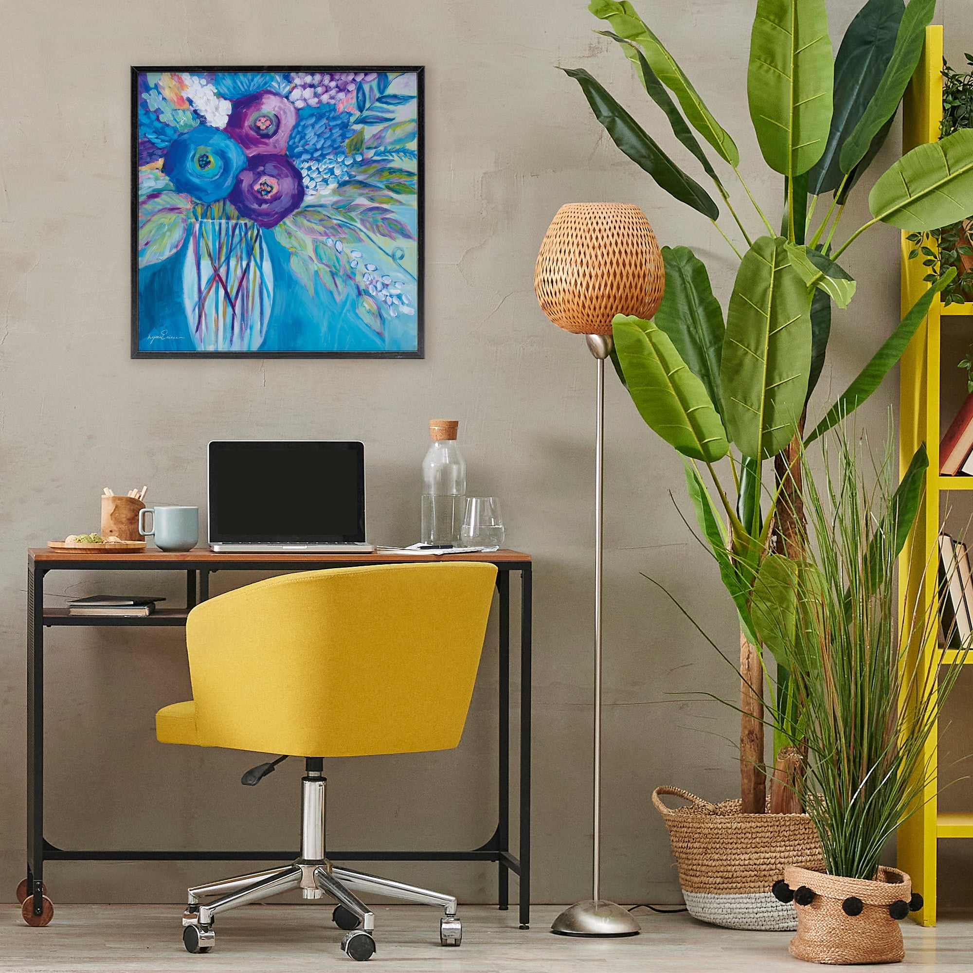 Stupell Industries True Blue Flower Bouquet Black Framed Giclee Art, design by Lynn Ericson Fine Art