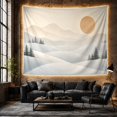 thumbnail image 6 of Snowy Mountain Peaks With Ochre Sun Above Rolling Fields, Serene Minimalist for Nature Lovers, Winter Landscape Wall Art, Housewarming Gift, Tapestry Wall Hanging for Bedroom and Living Room, 6 of 7