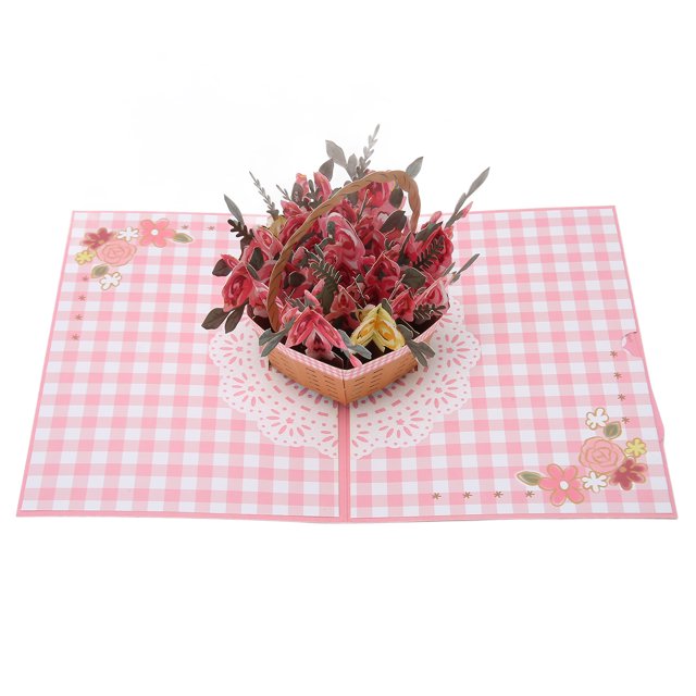 Tarjetas 3D hermoso proceso de impresión tarjetas de felicitación exquisito grabado rosa rosa para esposa para el día de San Valentín ANGGREK Otros