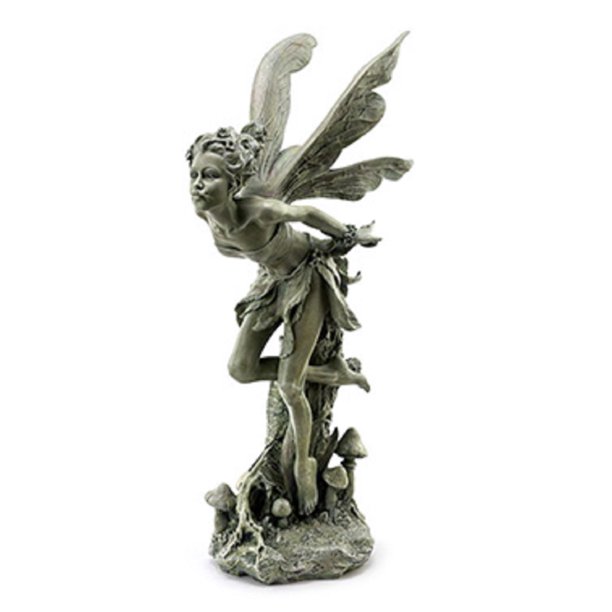 Napco Imports Resin Stone Kissing Fairy Statue With Greenish Finish 14101