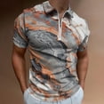thumbnail image 2 of Marble Texture Men Zipper T-shirt Summer Casual Short Sleeve T-shirt Top, 2 of 7