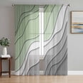 thumbnail image 2 of Sheer Curtains 84 inches Long 2 Panels Set Sage Green Vintage Gradient Light Filtering Sheer Drapes Rod Pocket Window Curtains for Living Room/Bedroom, Minimalist Modern Stripes Grey, 2 of 8